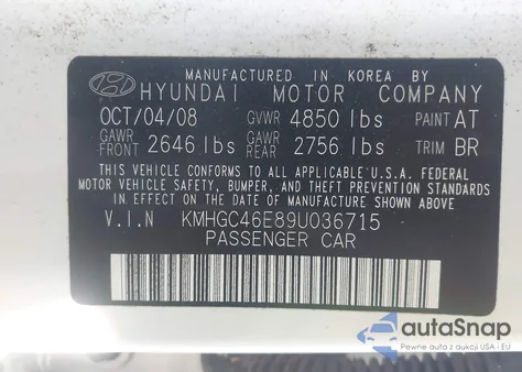 2009 Hyundai Genesis 3.8 from USA, damaged, VIN KMHGC46E89U036715